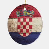 Kroatien-Flagge auf altem hölzernem Korn Keramik Ornament (Links)