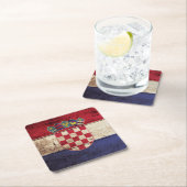 Kroatien-Flagge auf altem hölzernem Korn Rechteckiger Pappuntersetzer (Vor Ort)