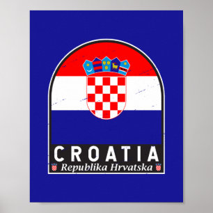 Kroatien-Flagge-Emblem abgenutzt Vintage Poster
