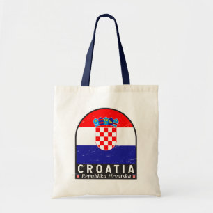 Kroatien-Flagge-Emblem abgenutzt Vintage Tragetasche