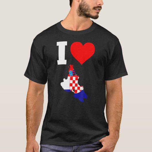 Kroatien-Flagge für Krk I Liebe Krk T-Shirt (Vorderseite)