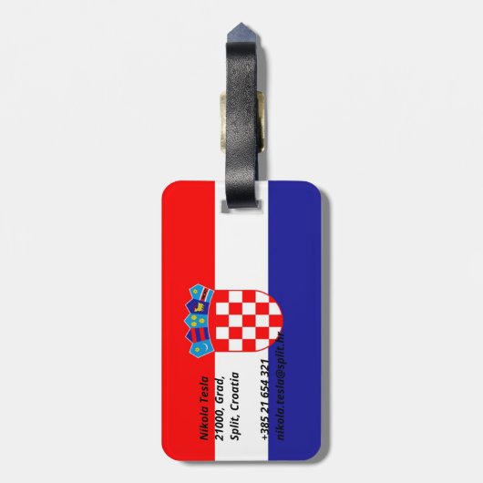 Kroatien-Flagge Gepäckanhänger (Rückseite vertikal)
