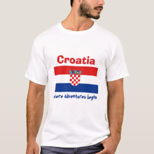 Kroatien-Flagge + Karte + Text-T - Shirt