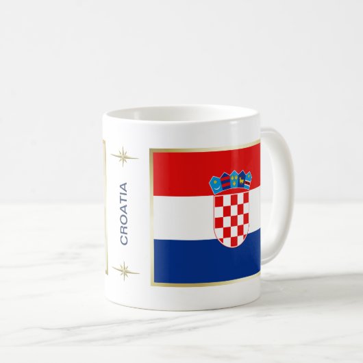 Kroatien-Flagge + Karten-Tasse Kaffeetasse (VorderseiteRechts)
