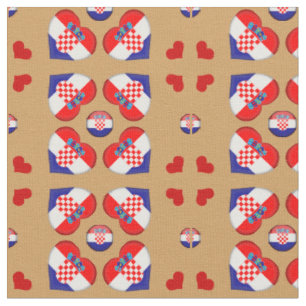 Kroatien Flagge & Kroatien Herz-Mode-Fabrik Stoff