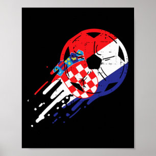 Kroatien-Flagge kroatischer Fußball Fan Männer Fra Poster