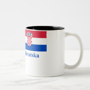 Kroatien-Flagge mit Namen auf Kroaten Zweifarbige Tasse