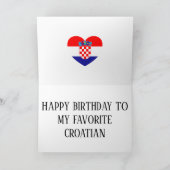 Kroatien Flagge Patriotic Geburtstag Karte (Innenseite)