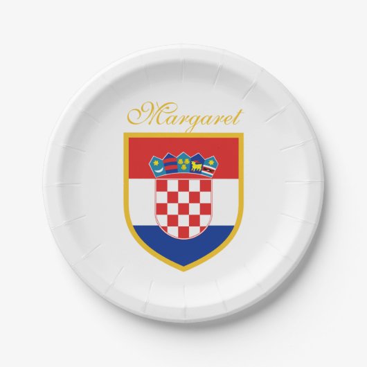 Kroatien-Flagge personalisiert Pappteller (Vorderseite)