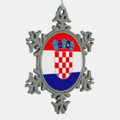 Kroatien-Flagge Schneeflocken Zinn-Ornament (Links)