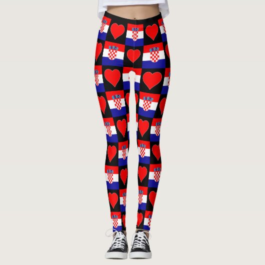 Kroatien Flaggen Herzmuster Niedliche pattern Patr Leggings (Vorderseite)