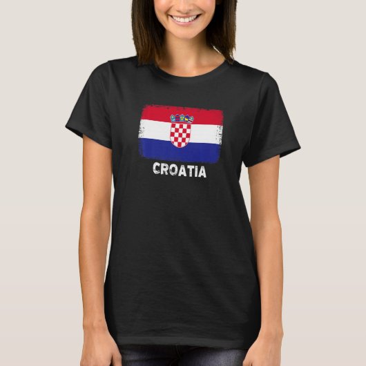 Kroatien Flaggen unterstützen kroatische Volksfrau T-Shirt (Vorderseite)