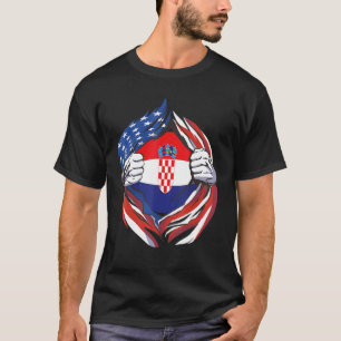 Kroatien Flaggenamerikaner auf meinen kroatischen T-Shirt