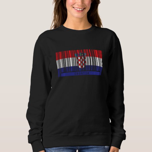 Kroatien Flaggenflagge Kroatien Strichcode Kroatis Sweatshirt (Vorderseite)