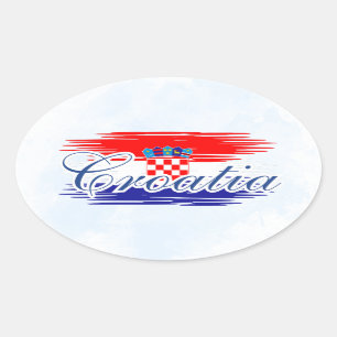 Kroatien-Flaggenkarte Ovaler Aufkleber