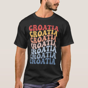 Kroatien Groovy Retro Kroate T-Shirt