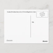 Kroatien (Hrvatska) Int'l Vehicle Reg. Code Postkarte (Rückseite)