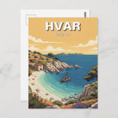Kroatien Hvar Abgelegene Bucht Postkarte (Vorne/Hinten)