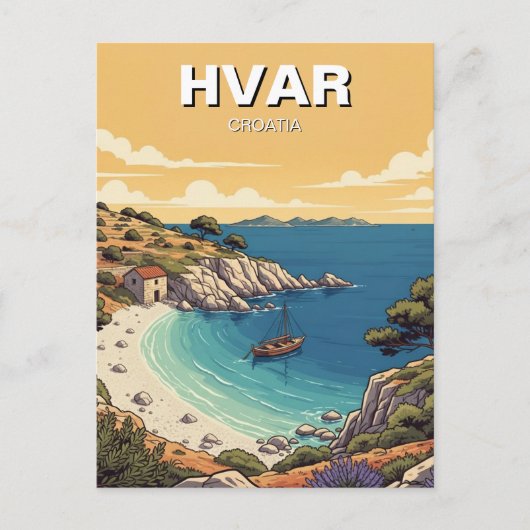 Kroatien Hvar Abgelegene Bucht Postkarte (Vorderseite)