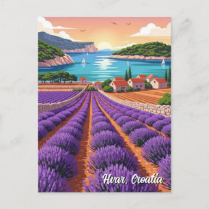 Kroatien Hvar Lavendelfelder Postkarte