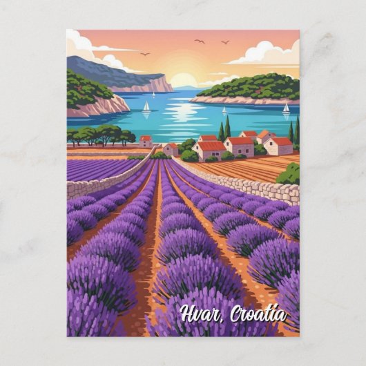 Kroatien Hvar Lavendelfelder Postkarte (Vorderseite)