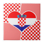 Kroatien im Herzen mit Rot-Weiß-Schachbrettern Ker Fliese (Vorderseite)