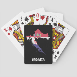 Kroatien Karte Flagge Farbige Vintage Spielkarten