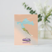 Kroatien Karte Illustriertes Druckplakat. (Stehend Vorderseite)