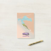 Kroatien Karte Illustriertes Druckplakat. Post-it Klebezettel (Auf Schreibtisch)