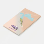 Kroatien Karte Illustriertes Druckplakat. Post-it Klebezettel (angewinkelt)