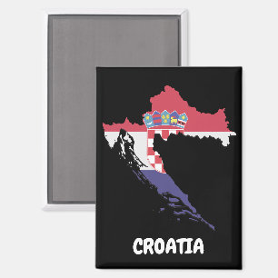 Kroatien Kartenflagge farbig Vintag Magnet