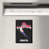 Kroatien Kartenflagge farbig Vintag Magnet (In Situ (Geschirrspüler))