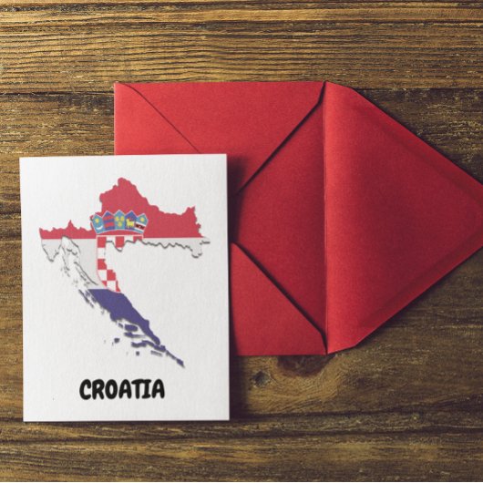 Kroatien Kartenflagge farbig Vintag Postkarte