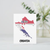 Kroatien Kartenflagge farbig Vintag Postkarte (Stehend Vorderseite)