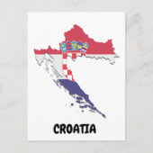Kroatien Kartenflagge farbig Vintag Postkarte (Vorderseite)
