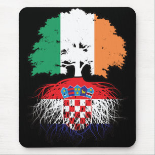 Kroatien Kroatische Irish Ireland Tree Roots Flag Mousepad