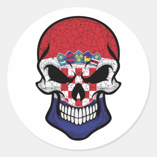 Kroatien lächelt Schädelflagge Runder Aufkleber (Vorderseite)