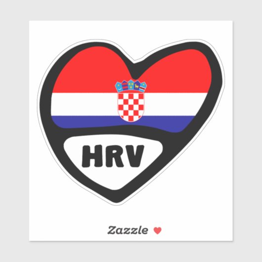 Kroatien Ländercode Flaggenstaat Herz Hrvatska HRV Aufkleber (Blatt)
