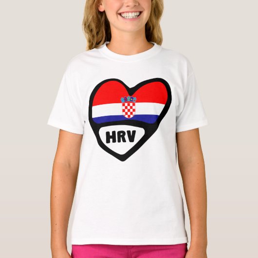 Kroatien Ländercode Flaggenstaat Herz Hrvatska T-Shirt (Vorderseite)