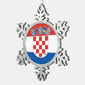 Kroatien-Landesflaggesymbol lang Schneeflocken Zinn-Ornament (Rechts)