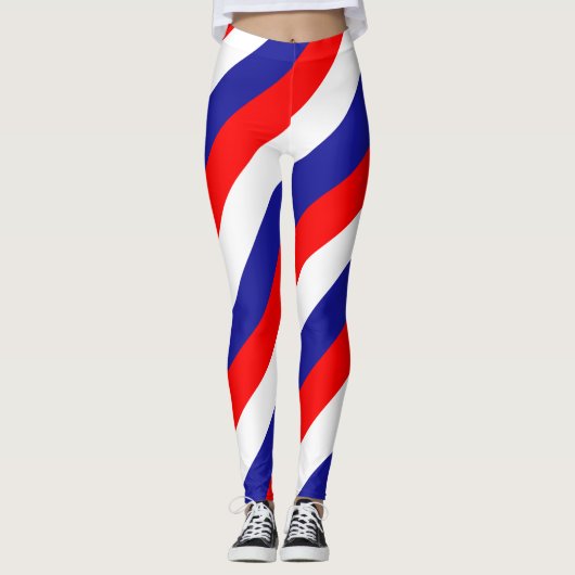 Kroatien Nationale Flaggenfarben Diagonal gestreif Leggings (Vorderseite)