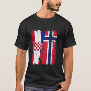 Kroatien Norwegen Halbfahne Kroatische Norwegische T-Shirt