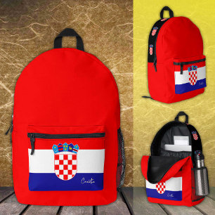 Kroatien, roter Rucksack, kroatische Flagge / patr Bedruckter Rucksack