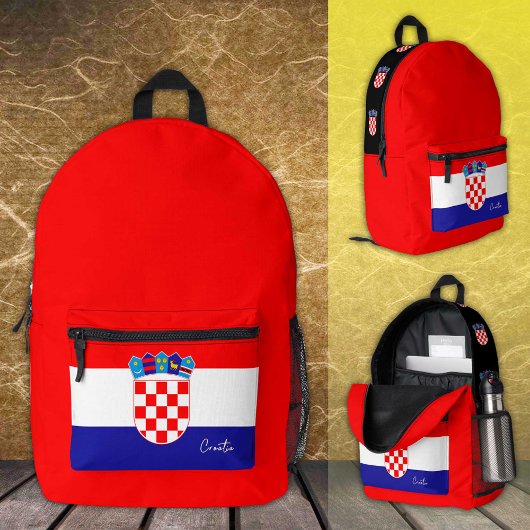Kroatien, roter Rucksack, kroatische Flagge / patr Bedruckter Rucksack