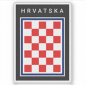 Kroatien Schachbrett Blau Rand Aufkleber (Vorderseite)