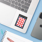Kroatien Schachbrett Blau Rand Aufkleber (Laptop mit iPhone)