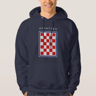 Kroatien Schachbrett Blau Rand Hoodie