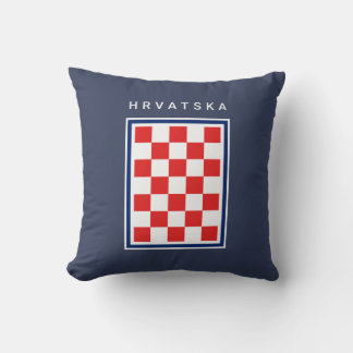 Kroatien Schachbrett Blau Rand Kissen