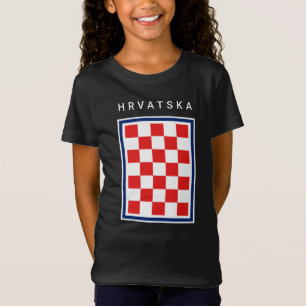 Kroatien Schachbrett Blau Rand T-Shirt