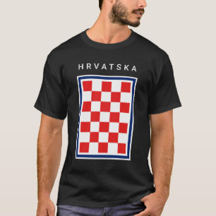 Kroatien Schachbrett Blau Rand T-Shirt
